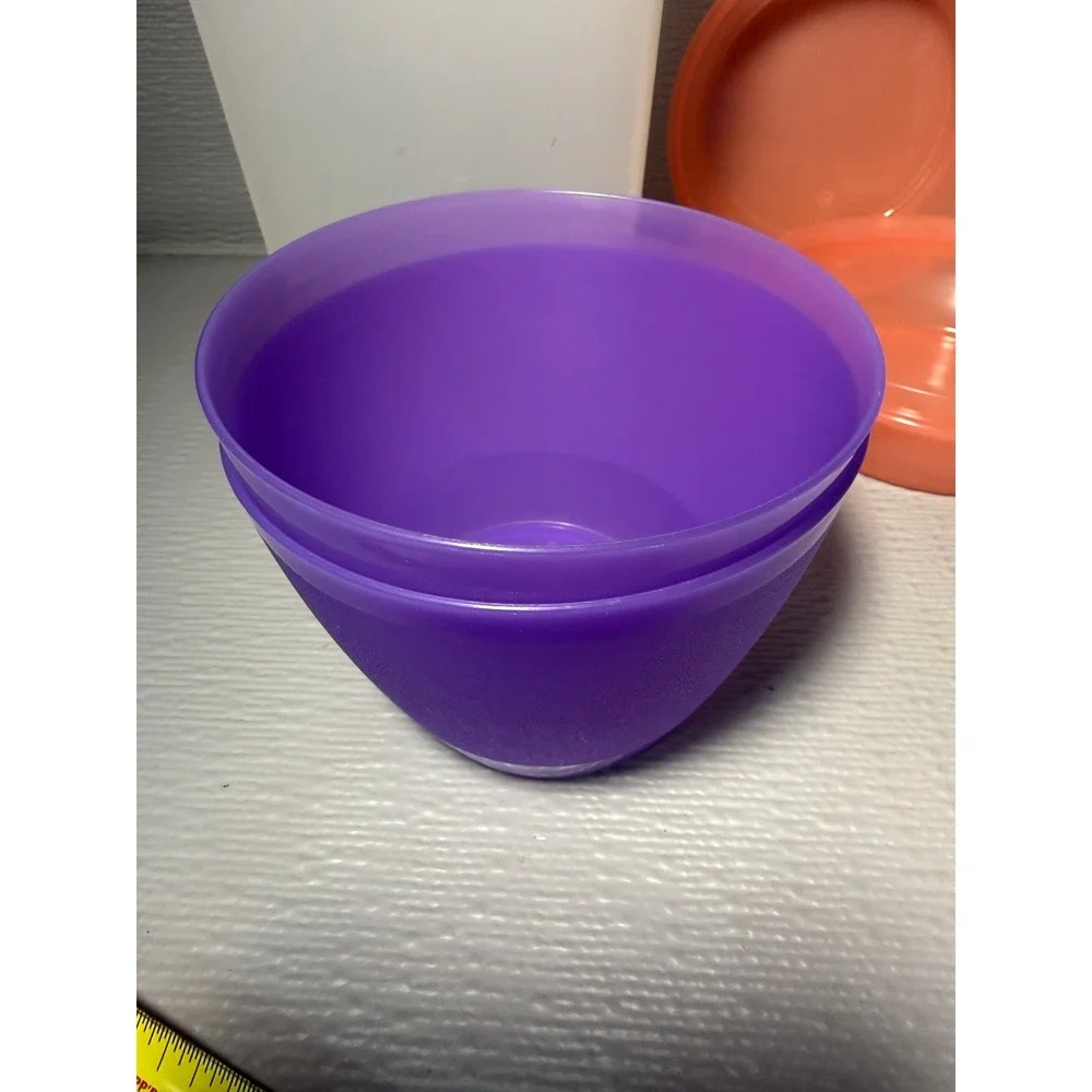 Vintage Tupperware Mixed Lot 6 Piece Set Purple Coral Frosted Clear No Lids